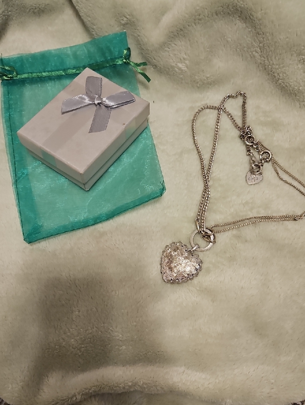 Silver Puffed Heart Pendant Necklace - Elegant Women's Jewelry On A DOUBLE CHAIN